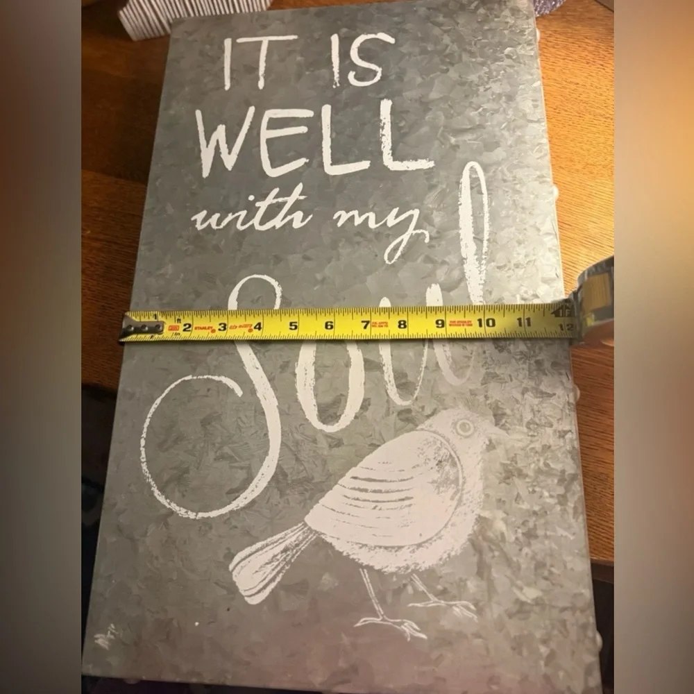 Farmhouse Galvanized Metal Wall Sign It Is Well With My Soul Christian Hymn